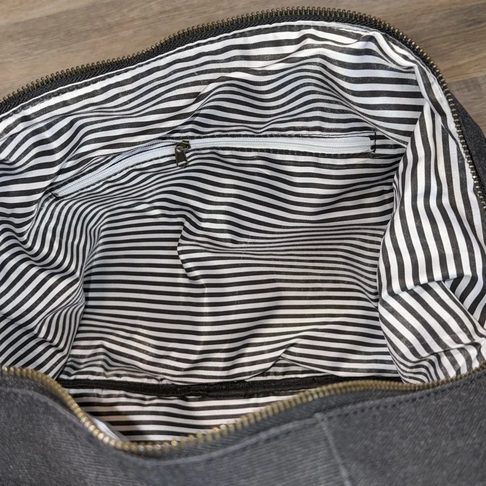 Viva Terry Weekender Duffel Bag Dark Gray Canvas Body Faux Leather Shoe Compart.